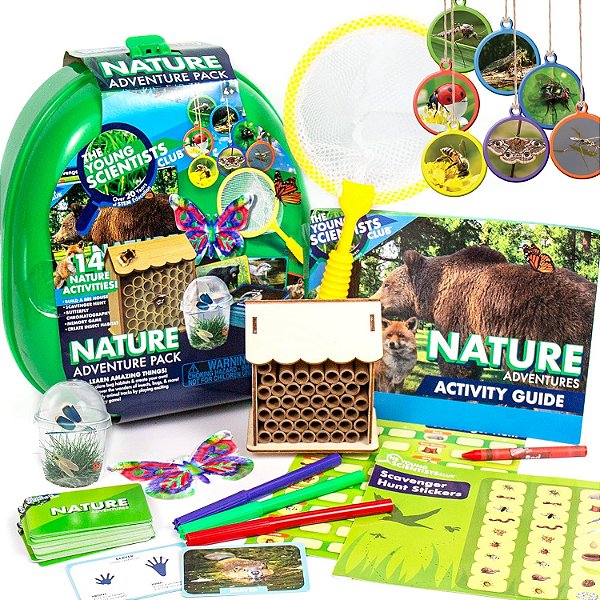Clube Jovens Cientistas Natureza Pacote de Aventura pela Horizon Group USA, Kit de Natureza para Crianças, Inclui Guia Prático, 14+ Atividades, Mochila Reutilizável, Jogo de Cartas de