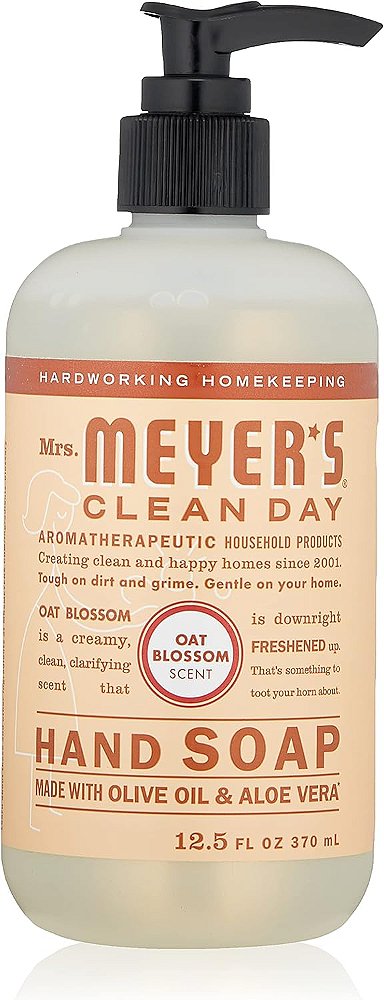 Sabonete Líquido MRS. MEYER'S CLEAN DAY, Feito com Óleos Essenciais, Fórmula Biodegradável, Flor de Aveia, 12.5 fl. oz - Pacote com 6