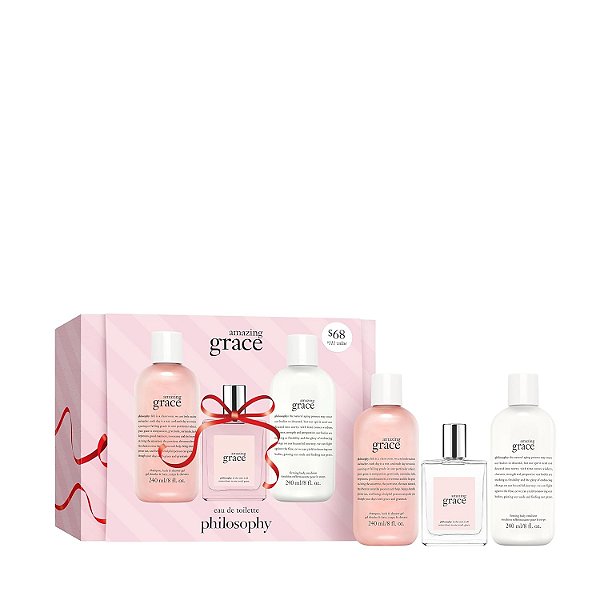 Coleção de presente de férias de 3 peças amazing grace eau de toilette da filosofia