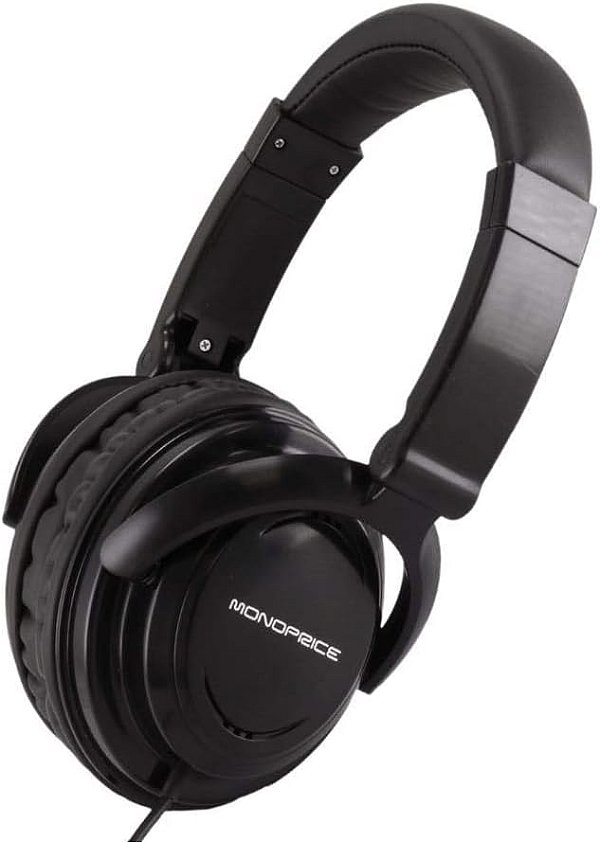 Fones de Ouvido Monoprice Hi-Fi Leve com Isolamento de Ruído para Uso Portátil, Preto.
