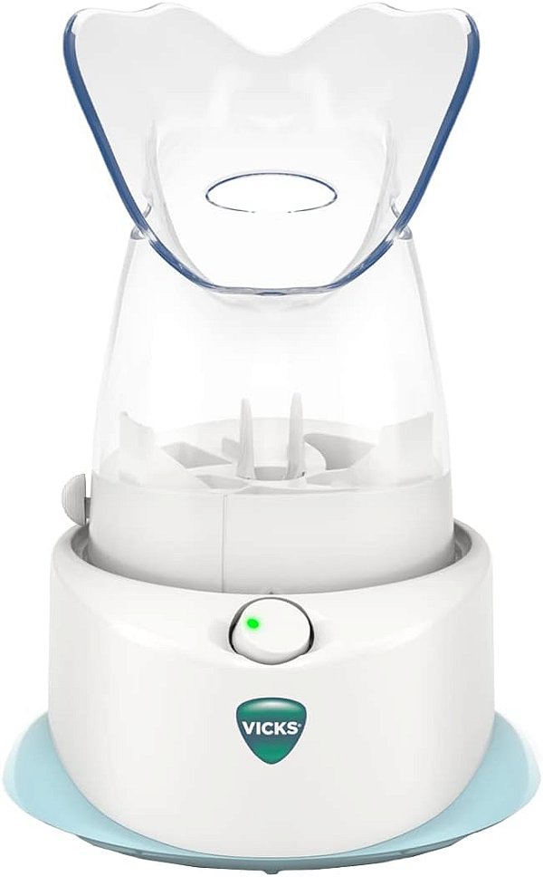 Inalador Pessoal a Vapor Vicks V1200 com Máscara Facial Macia para Alívio Direcionado a Vapor, Auxilia em Problemas de Sinusite, Congestão, Tosse, Usar com Pastilhas Mentoladas Vicks V
