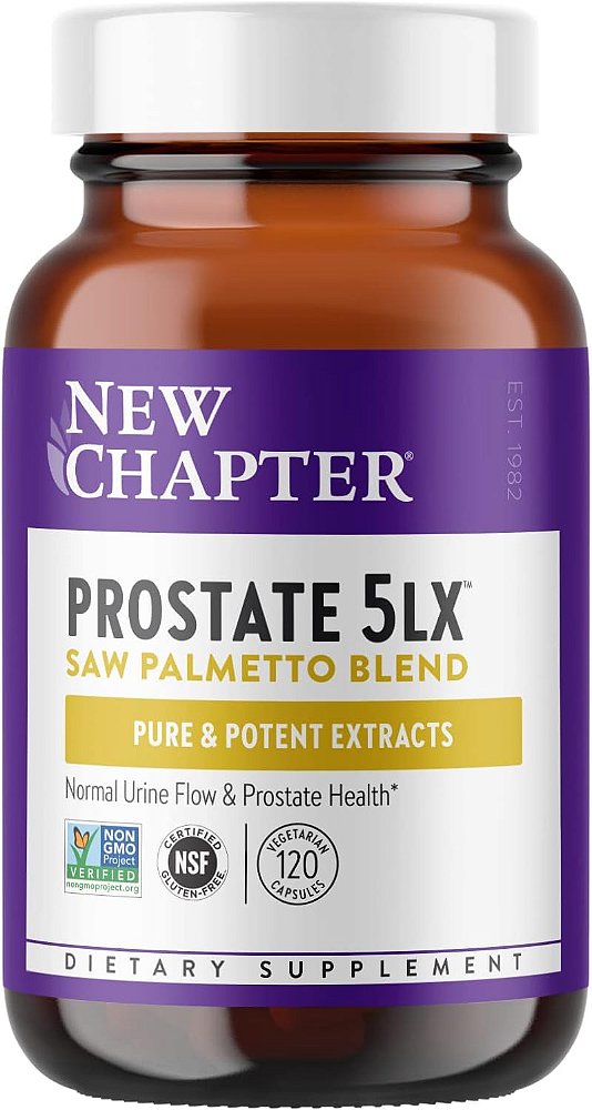 Suplemento de Próstata New Chapter - Próstata 5LX™ com Saw Palmetto de Força Clínica + Selênio Fermentado para a Saúde da Próstata - 120 cápsulas vegetarianas.