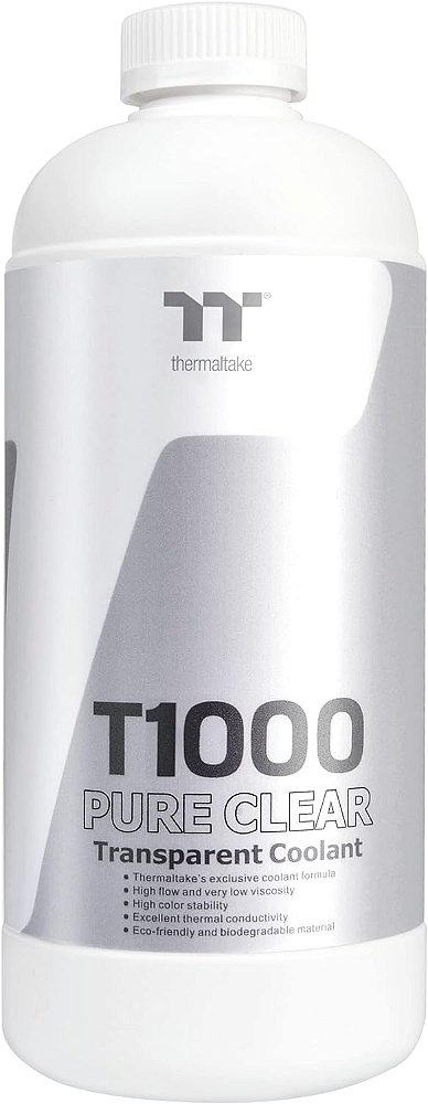 Fluído de arrefecimento transparente puro T1000 da Thermaltake para refrigeração de água de PC 1000ml, Anti-Corrosão, Anti-Congelamento para Cobre, Latão, Níquel e Alumínio CL-W
