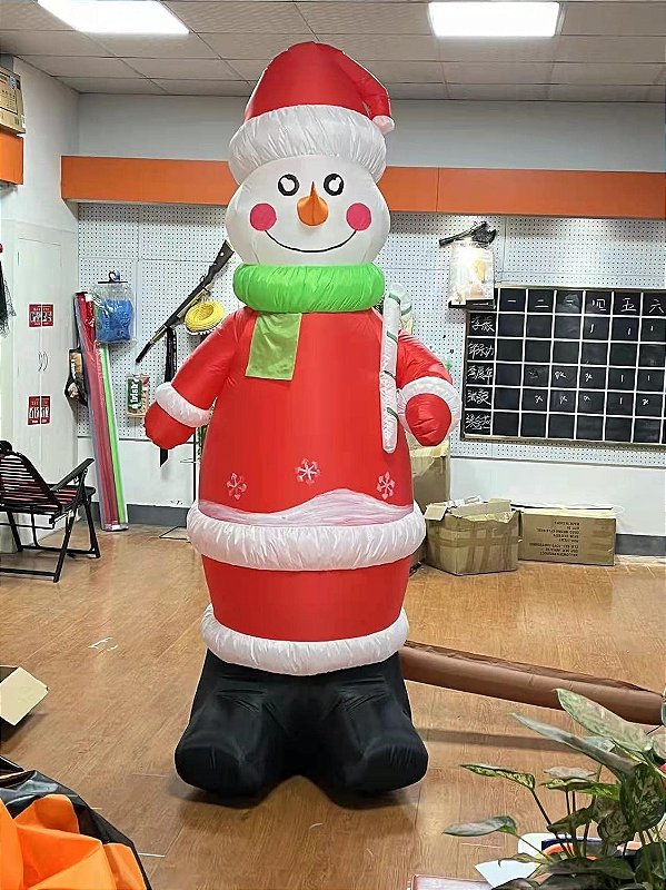 Boneco de neve inflável de 7 pés - Decoração de jardim inchável de Natal - Decorações de Natal ao ar livre - Luzes LED embutidas - Estacas para jardim, gramado e jardim