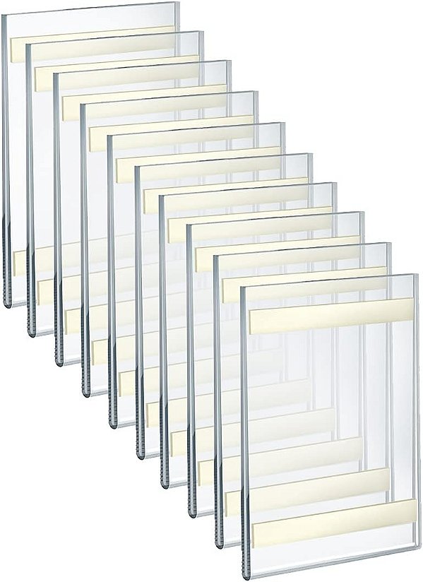Azar Displays 122027 Suporte de sinal de parede acrílico transparente autoadesivo 5 L x 7 A Retrato/Vertical, Pacote com 10