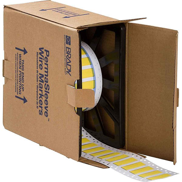 Brady PS-375-2-YL 2 Largura x 0,645 Altura, B-342 PermaSleeve Termorretrátil de Poliolefina, Manga de Marcação de Fio Amarelo (Pacote com 100