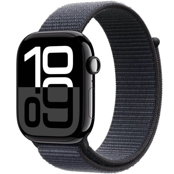 Apple Watch S10 caixa de alumínio em jet preto e pulseira loop esportiva preto 46 mm S/L MWWR3LW/A