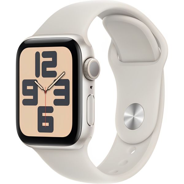 Apple Watch SE 2ª geração (2024) caixa de alumínio em Starlight pulseira esportiva em cor Starlight 44 mm M/L MXEV3LL/A