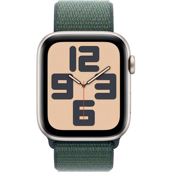 Apple Watch SE 2ª geração (2024) caixa de alumínio em starlight pulseira esportiva em loop lake green 40 mm MXEE3LL/A