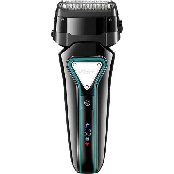 Barbeador Elétrico VGR V-333 à Prova d'Água Recarregável - Preto/Verde
