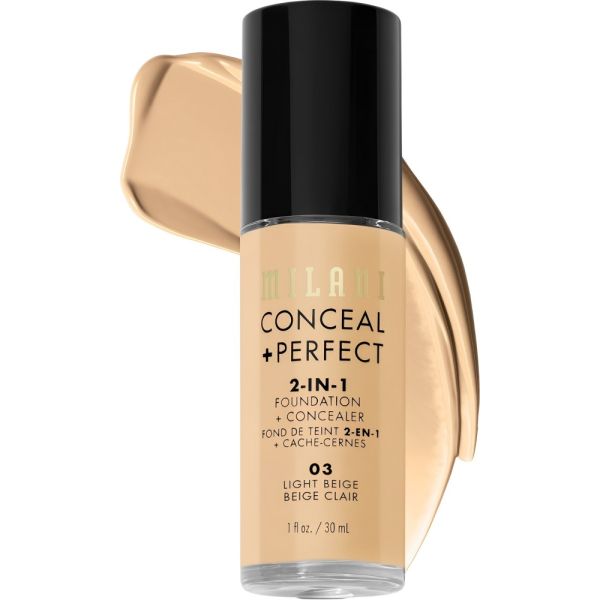 Base Líquida Milani Conceal+Perfect 2 em 1 03 Light Beige - 30mL