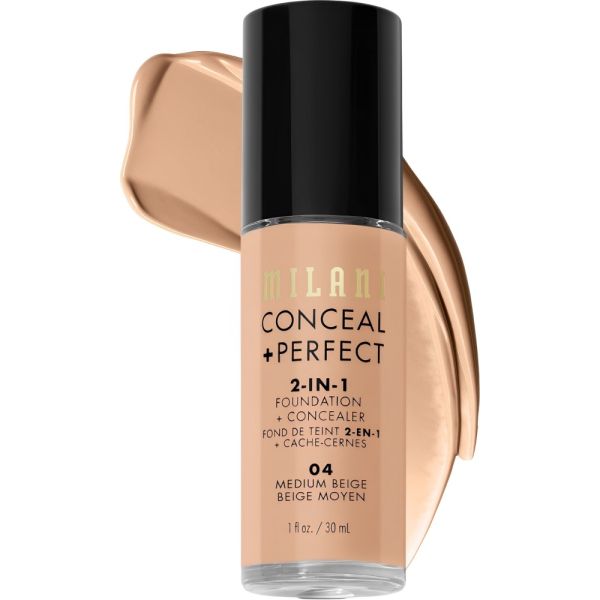 Base Líquida Milani Conceal+Perfect 2 em 1 04 Medium Beige - 30mL