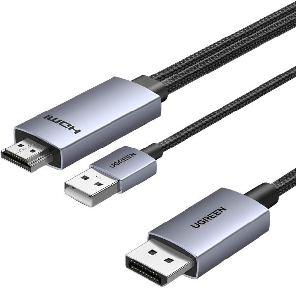 Cabo HDMI para DisplayPort Ugreen HD169 4K 25910 - Preto/Cinza 2 metros