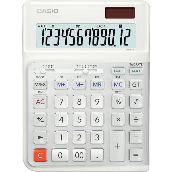 Calculadora Compacta Casio DE-12E-WE - Branco