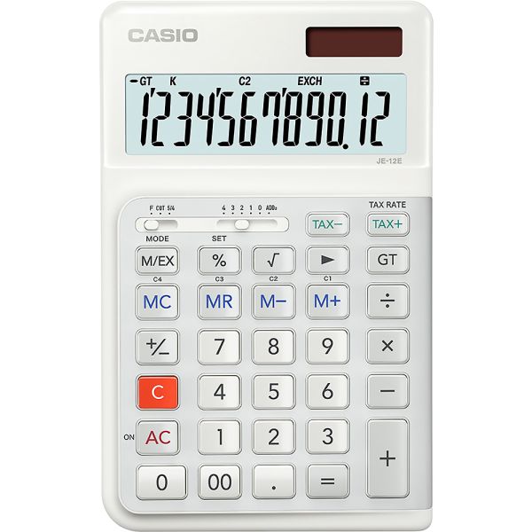 Calculadora Compacta Casio JE-12E-WE - Branco