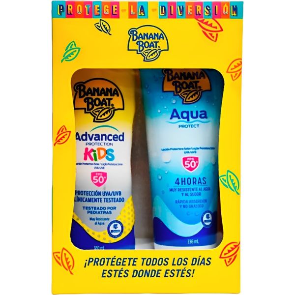 Conjunto de Protetor Solar Banana Boat Kids FPS50 + Creme Aqua FPS50+ - 2 peças