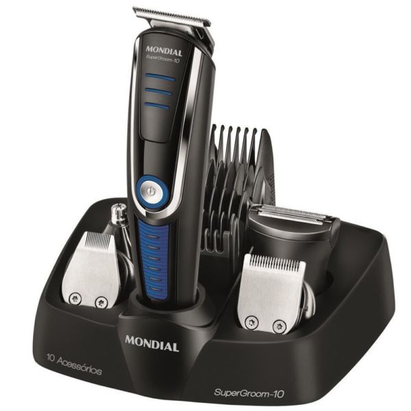 Cortador de Cabelo Mondial BG-03 Super Groom - Preto/Azul