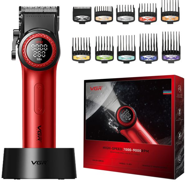 Cortador de Cabelo Voyager VGR V-001 LED Recarregável - Vermelho.