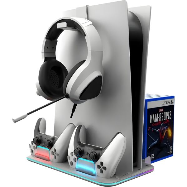 Estação de Carregamento Multifuncional Krab KBDS5 para PlayStation 5 RGB - Branco