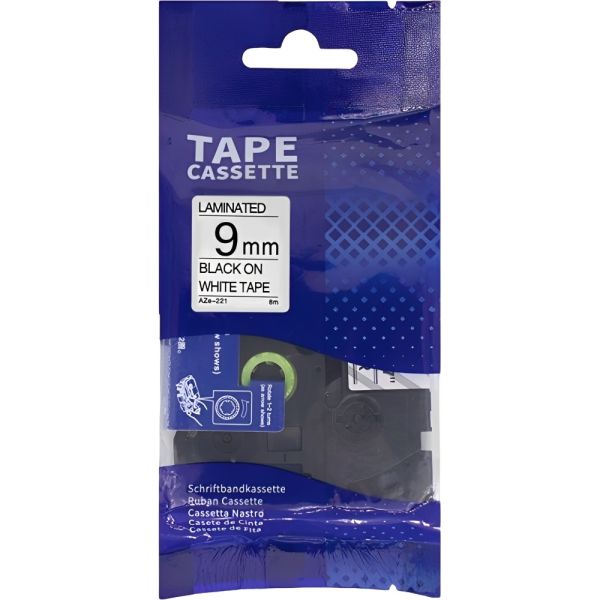 Fita para Rotuladora Eletrônica Quanta AZE-221 9 mm - Preto/Branco