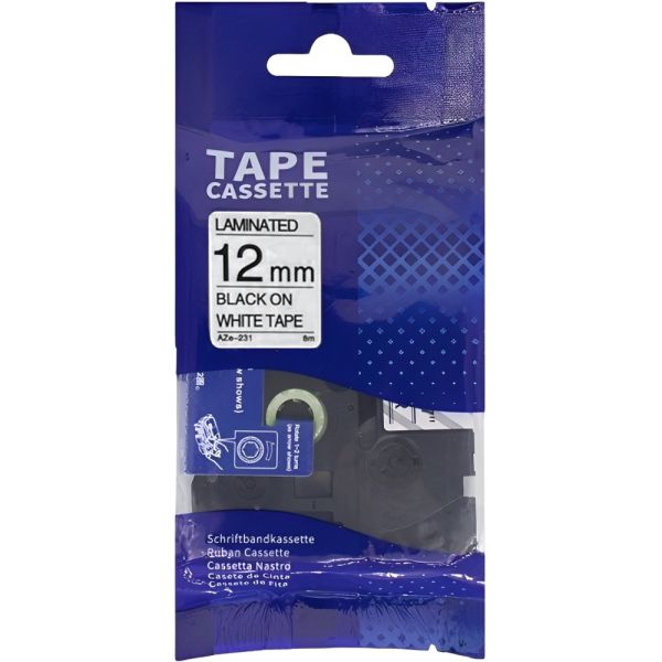 Fita para Rotuladora Eletrônica Quanta AZE-231 12 mm - Preto/Branco