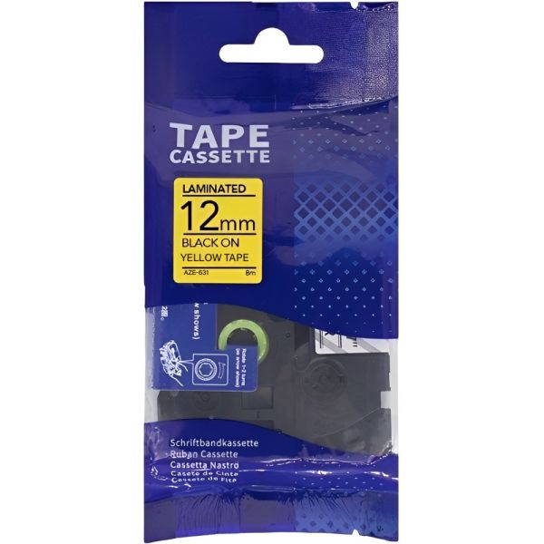 Fita para Rotuladora Eletrônica Quanta AZE-631 12mm - Preto/Amarelo
