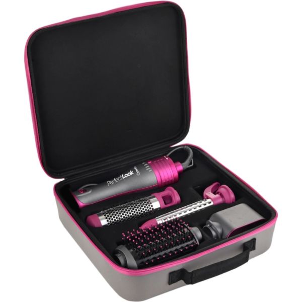 Kit Escova Secador Quanta QTKCS7001 4 em 1 Bivolt - Cinza/Rosa