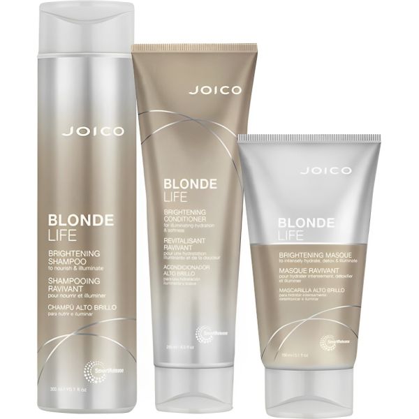 Kit Joico Blonde Life Brightening Shampoo 300mL + Condicionador 250mL + Máscara 150mL