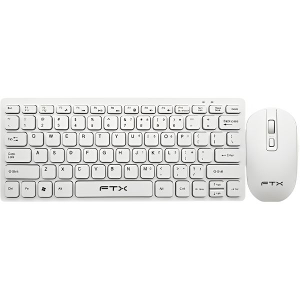 Kit Teclado + Mouse Sem Fio FTX GK03 Espanhol - Branco