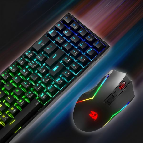 Kit Teclado Mecânico Mecânico + Mouse Redragon S136 RGB Sem Fio - Preto