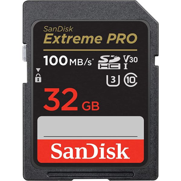 Memória SD SanDisk Extreme Pro 100-90 MB/s C10 U3 V30 32 GB (SDSDXXO-032G-GN4IN)