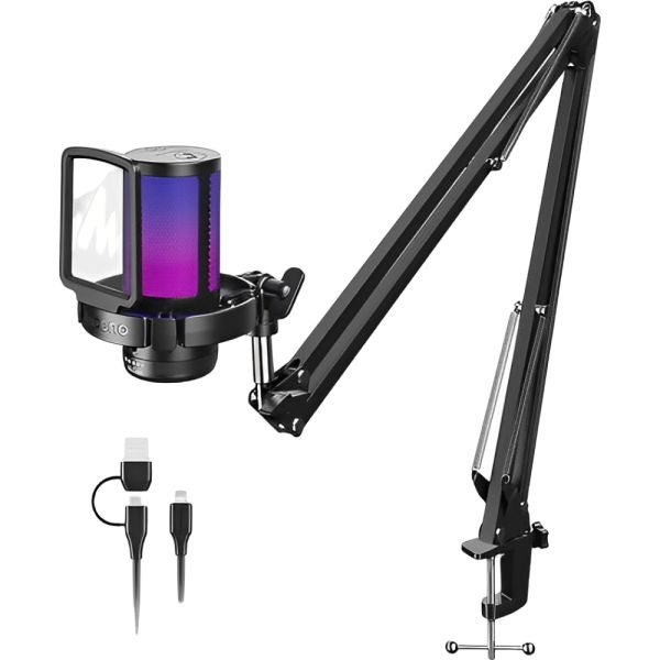 Microfone com Suporte Maono Gamerwave DGM20S RGB USB - Preto