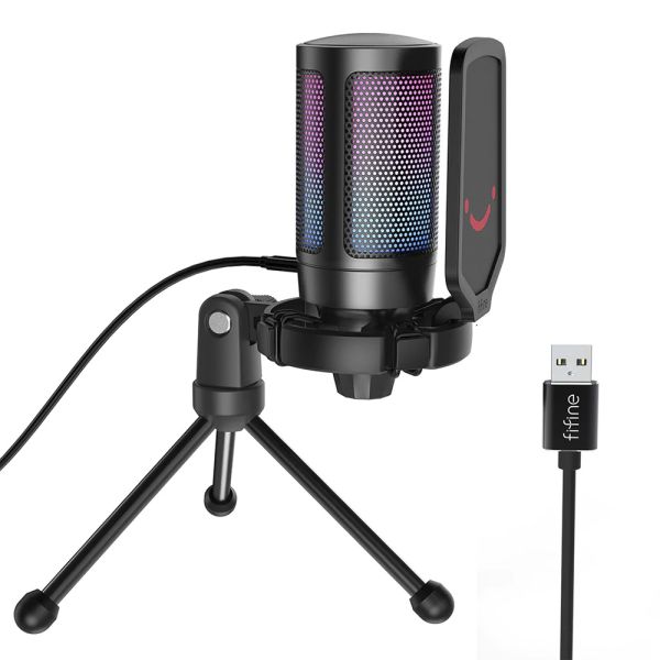 Microfone Fifine A6V RGB - Preto