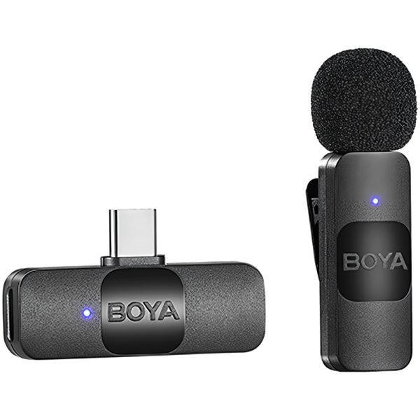 Microfone Sem fio Boya BY-V10 (1TX+1RX) USB-C - Preto