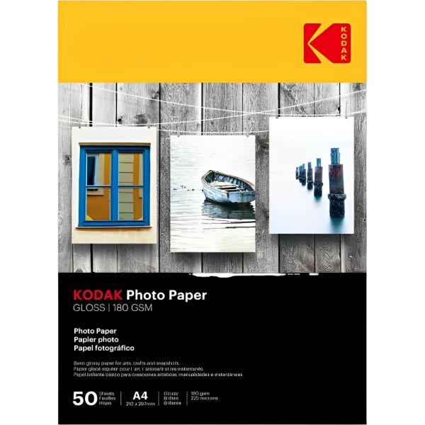Papel Fotográfico A4 Glossy Kodak Para Impressora Jato de Tinta - 50 Folhas