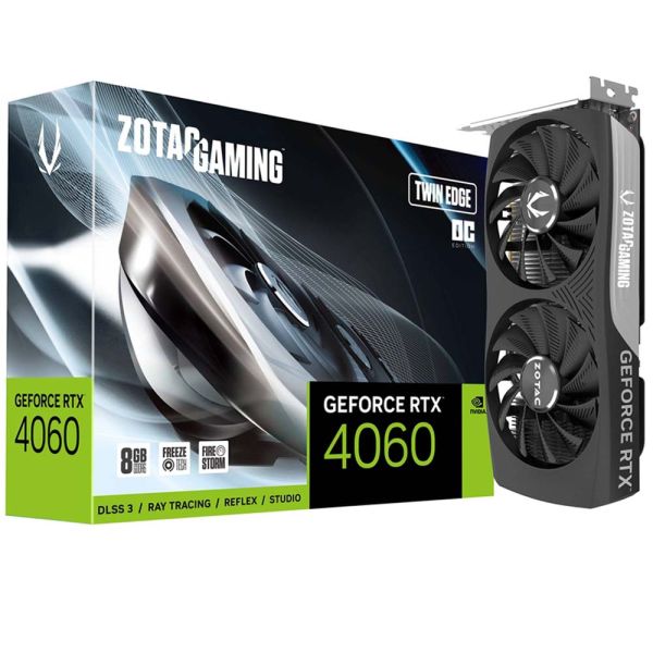 Placa de Vídeo Zotac GeForce RTX 4060 Twin Edge OC 8 GB GDDR6 (ZT-D40600H-10M)
