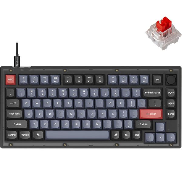 Teclado Gamer Mecânico Redragon Penumbra Pro K687GG-RGB-PRO 75% RGB Sem Fio Switch Lion L - Preto/Cinza (Inglês)