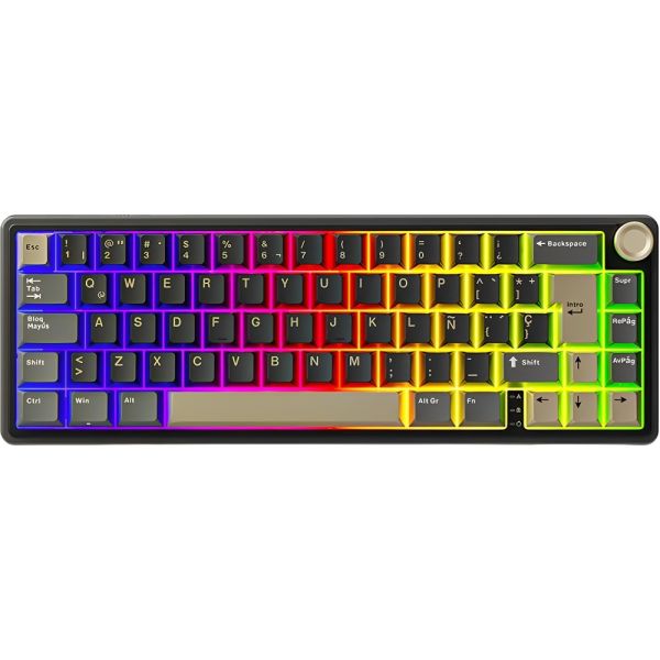 Teclado Mecânico Royal Kludge RK61 60% RGB Tátil Wireless Switch Brown - Branco
