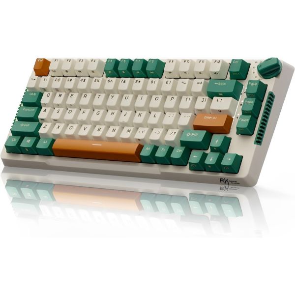Teclado Mecânico Royal Kludge RKM87 75% RGB Sem Fio Switch Cream - Ocean Blue (Inglês)