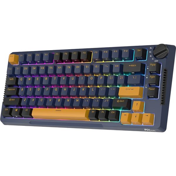 Teclado Mecânico Royal Kludge RKN80 75% RGB Sem Fio Switch Red - Pearly Dawn (Inglês)