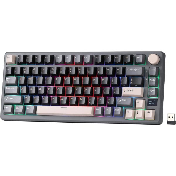 Teclado Mecânico Royal Kludge RKR75 75% RGB USB-C Switch Brown - Blackberry Mousse (Português)