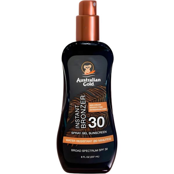 Protetor Solar Australian Gold Instant Bronzer Spray Gel SPF 30 - 237mL