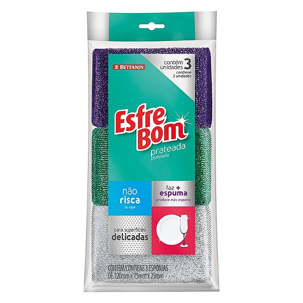 Esponja Prateada Bettanin c/ 3 unids