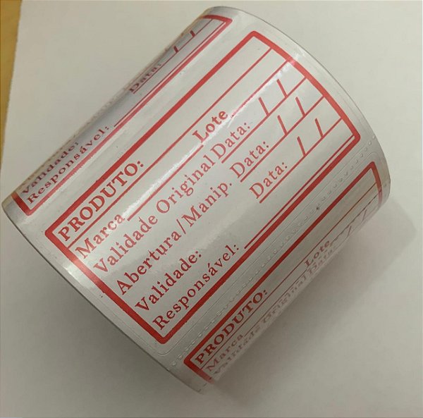 Etiqueta Produto/ Manipulado/Validade/Responsavel 250unids