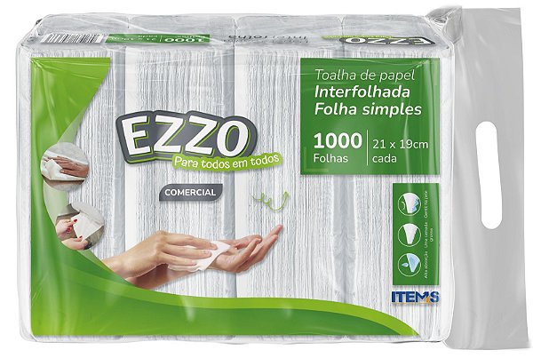 Toalha Interfolha Ezzo Comercial (21cmx19cm) 2d Fl Simples 1000 fls