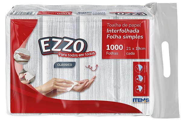 Toalha Interfolha Ezzo Classico (21cmx19cm) 2d Fl Simples 1000 fls