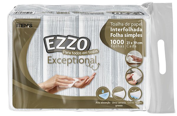 Toalha Interfolha Ezzo Exceptional (21cmx19cm) 2d Fl Simples 1000 fls