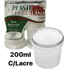 Pote c/lacre 220ml Redondo Plastilania 20pctsx10 unids
