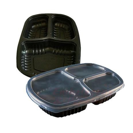 Marmita Fitness Galvanotek 3divisões 850ml Fundo Preto c/tampa freezer microondas  G331 100 unids