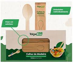 Colher Refeição Madeira Embalada Talge 50unids